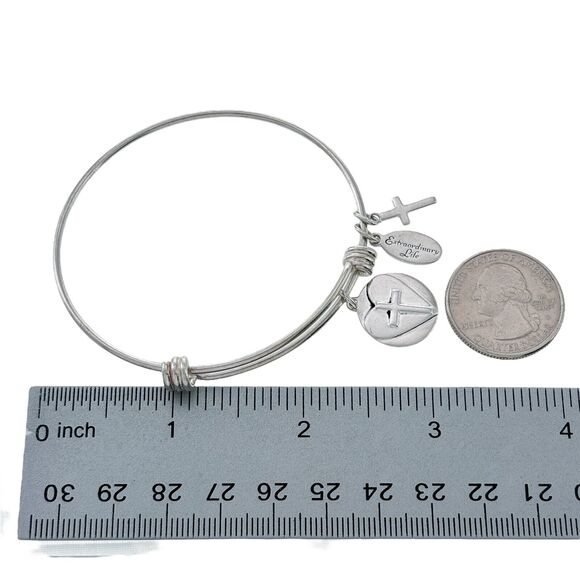 Footnotes Sterling Silver Extraordinary Life Cross Charm Slide Bracelet 7.25" - Picture 5 of 6